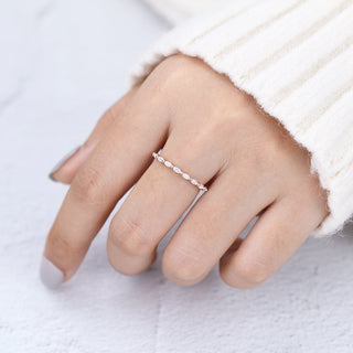 Timeless 1.44ct marquise full eternity moissanite wedding band top view