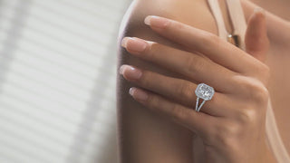 3.0ct Radiant Cut Halo Split Shank Moissanite Diamond Engagement Ring