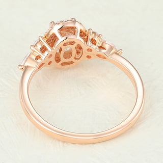 0.84 CT Oval Cut Cluster Pave Moissanite Engagement Ring on hand
