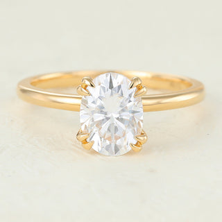 1.33 CT Oval Brilliant Solitaire Moissanite Engagement Ring front view