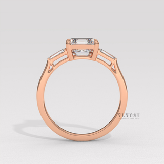 Elegant asscher three stone moissanite ring design