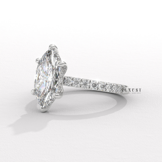 Classic Pave Marquise Cut Moissanite Engagement Ring overhead view
