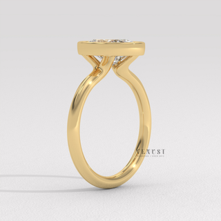 Two carat oval cut moissanite ring top view