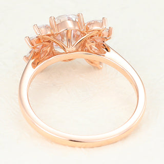 1.33 CT Oval Cut Cluster Halo Moissanite Engagement Ring close up