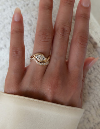 1.0CT-2.0CT Marquise Moissanite Diamond By Pass Engagement Couple Ring Design With Matching Band