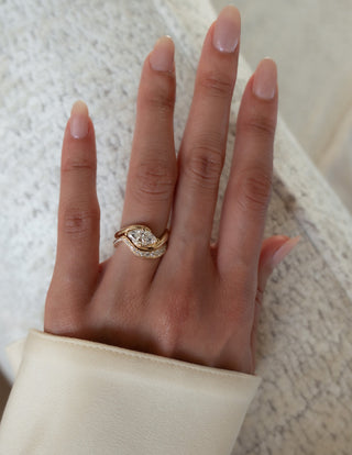1.0CT-2.0CT Marquise Moissanite Diamond By Pass Engagement Couple Ring Design With Matching Band