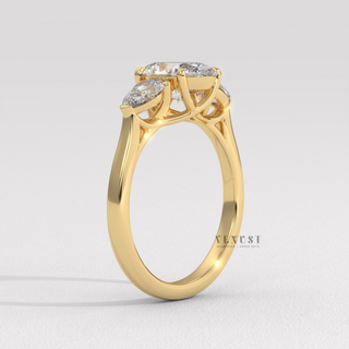 Moissanite rings oval cut with side stone detail