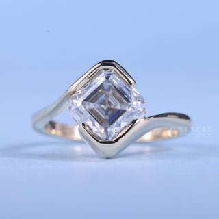 1.0CT Asscher Cut Moissanite Diamond Tension Style Engagement Ring