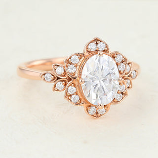 1.33 CT Oval Brilliant Sparkling Moissanite Engagement Ring close up