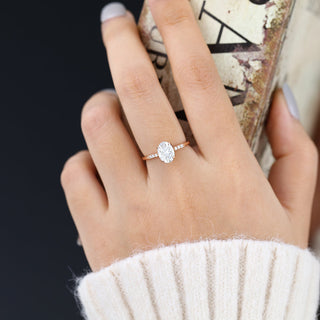 1.33 CT Oval Cut Pave Sparkling Moissanite Engagement Ring side view