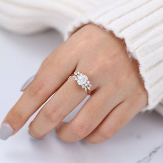 1.33 CT Oval Cluster Classic Moissanite Engagement Ring angle view