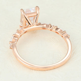 1.60 CT Emerald Cut Pave Halo Moissanite Engagement Ring on hand