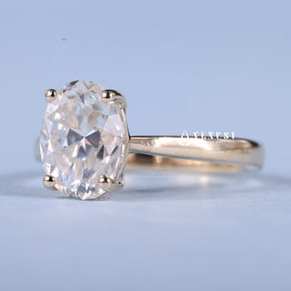 2.0CT Oval Moissanite Diamond Cathedral Engagement Ring