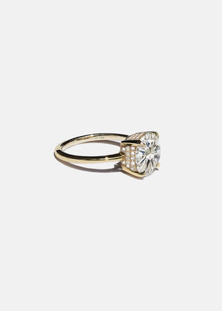 3.0ct Round Cut Hidden Diamond Unique Solitaire Engagement Ring With Matching Curved Band