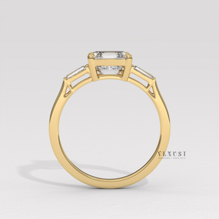 Rose gold asscher cut moissanite engagement ring