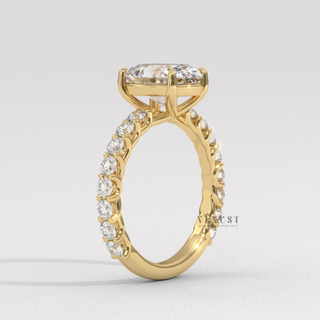 Moissanite rings oval cut with pave detail