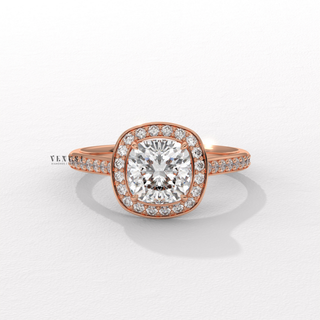 Halo Pave Cushion Cut Moissanite Engagement Ring front view