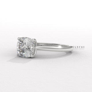 Cushion cut ring with soft square sparkle