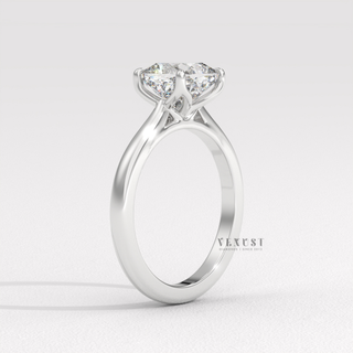 Rose gold cushion cut moissanite ring detail
