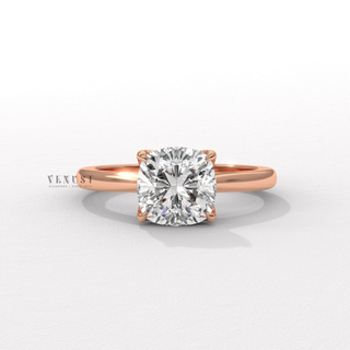 Cushion cut moissanite ring with solitaire setting