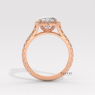 Elegant Halo Pave Cushion Cut Moissanite Engagement Ring sparkle close-up