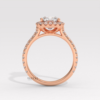 Sparkling Halo Pave Cushion Cut Moissanite Engagement Ring sparkle close-up