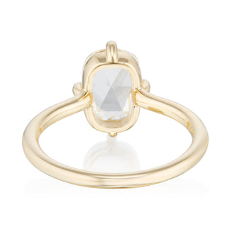 rose cut moissanite ring cushion setting on hand