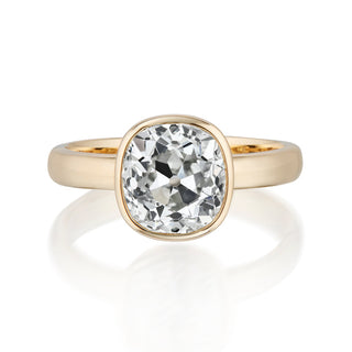 cushion cut moissanite engagement ring old mine bezel view