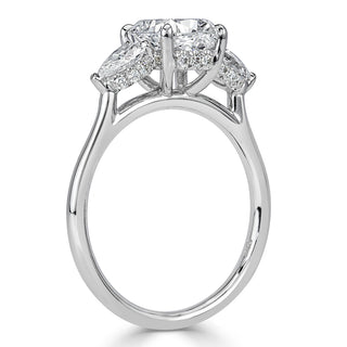 Old mine cushion three stone moissanite engagement ring stone detail view
