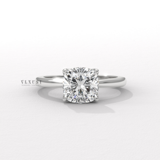 Cushion cut moissanite engagement ring side profile  Cushion Solitaire detail view 3
