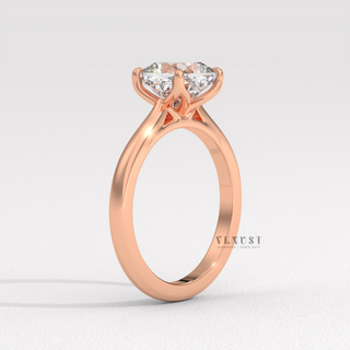 Cushion cut moissanite ring on hand  Cushion Solitaire detail view 8