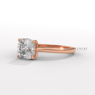 Cushion moissanite engagement ring angled view  Cushion Solitaire detail view 5