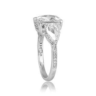 cushion cut moissanite ring side stone setting detail