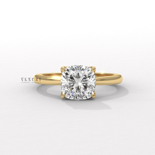 Cushion solitaire moissanite engagement ring front view