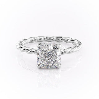 2.15 CT Cushion Cut Twisted Band Moissanite Engagement Ring