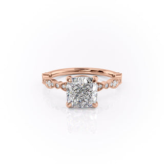 2.15 CT Cushion Brilliant Pave Moissanite Engagement Ring front view