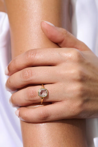 cushion cut moissanite ring elegant hand view