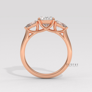 Elegant oval moissanite ring with side stones