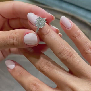 3.12ct Round Cut Hidden Halo Pave Moissanite Diamond Engagement Ring