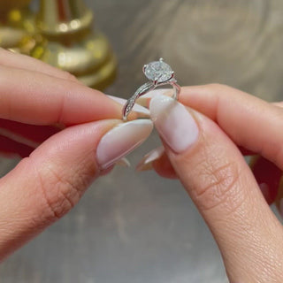 1.5ct Round Cut Infinity Pave Diamond Moissanite Engagement Ring