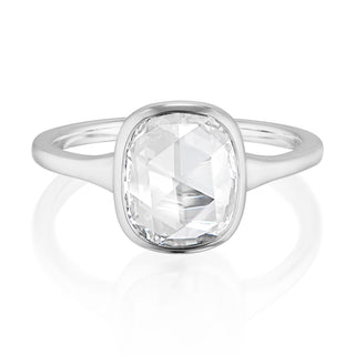 rose cut moissanite ring cushion close sparkle