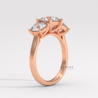 Three stone moissanite engagement ring top view