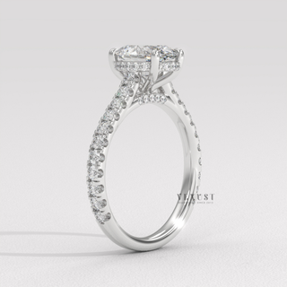 Moissanite rings oval cut with 3/4 pave sparkle