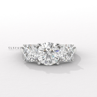 Round moissanite engagement ring side profile