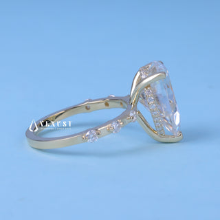 2.0CT Pear Cut Moissanite Diamond Hidden Halo Pave Engagement Ring