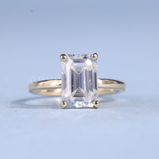 1.0CT Emerald Cut Moissanite Diamond Solitaire Engagement Ring