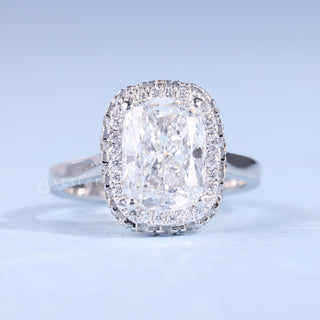 2.0CT Elongated Cushion Cut Moissanite Diamond Halo Cathedral Engagement Ring