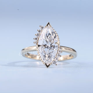 1.50CT Marquise Moissanite Diamond Cluster Engagement Ring