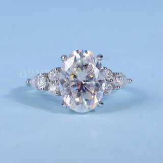 Graceful 2.0ct oval cluster moissanite ring front view