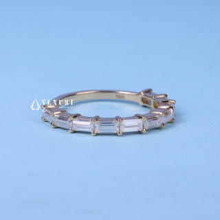 0.60CT Baguette Shaped Bar Set  Moissanite Diamond Wedding Band